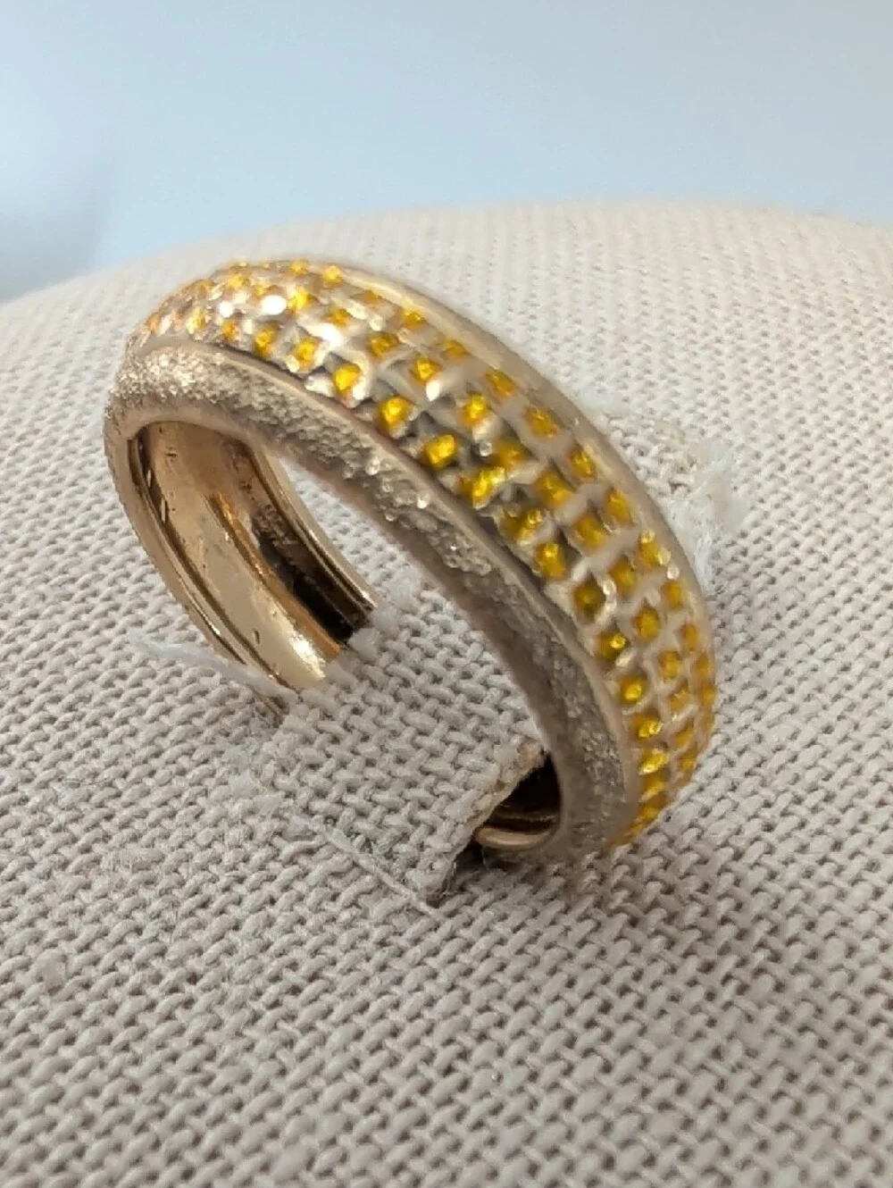 Vintage SLC Solid 14K Yellow Gold Pavé Eternity Band Sz 5.75